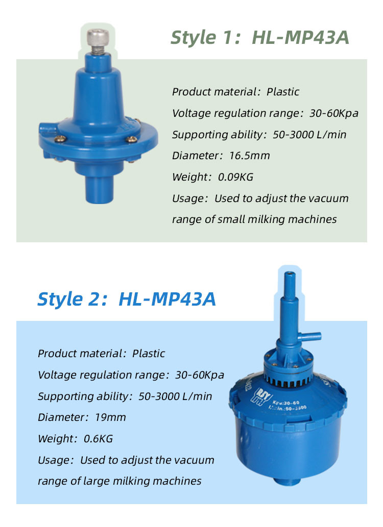 Milking Machine Parts Vacuum Regulator with 30-60Kpa Measuring Range