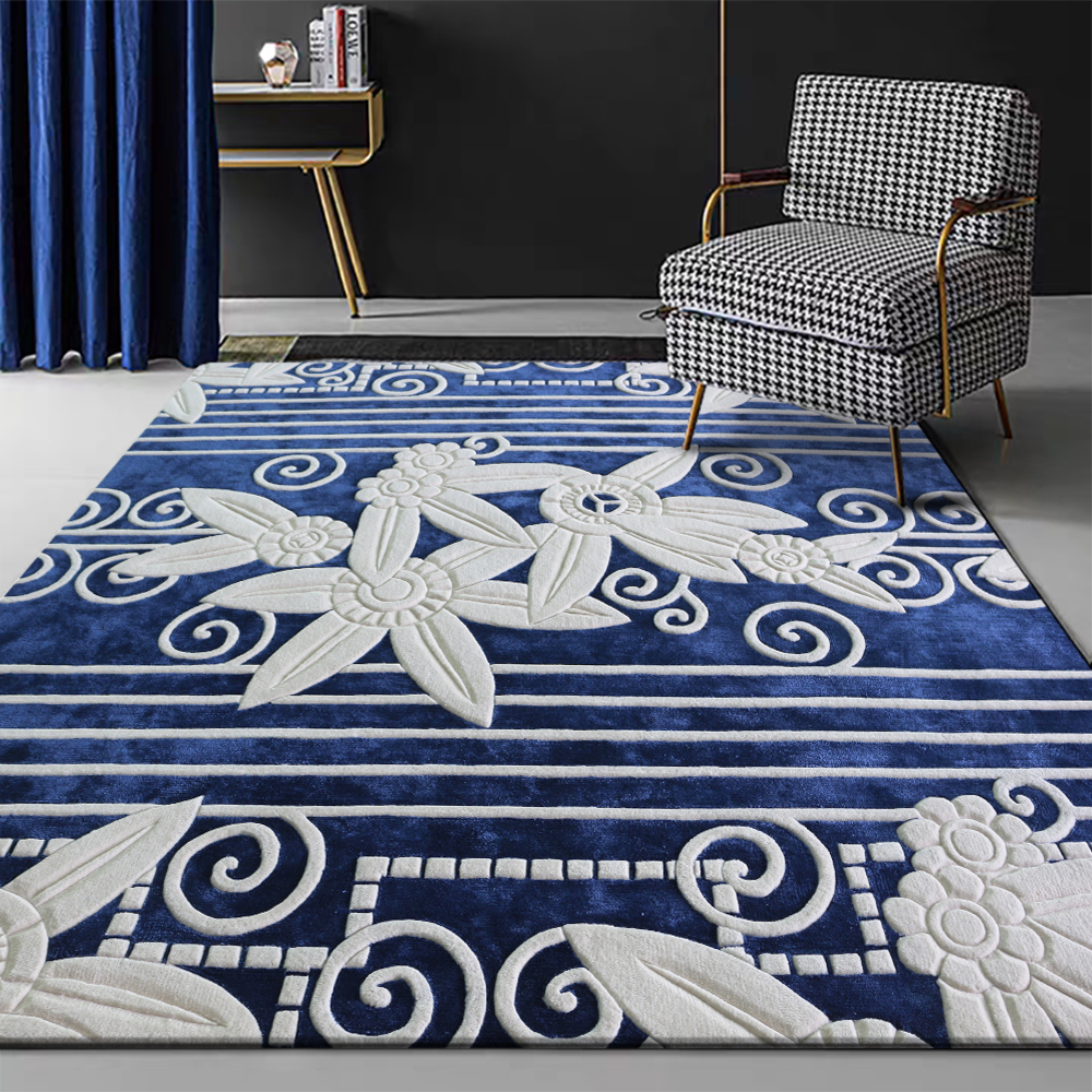 Zealand Wool and Silk Cut Pile Hand Tufted Carpet All-Season Handmade Rug for Living Room