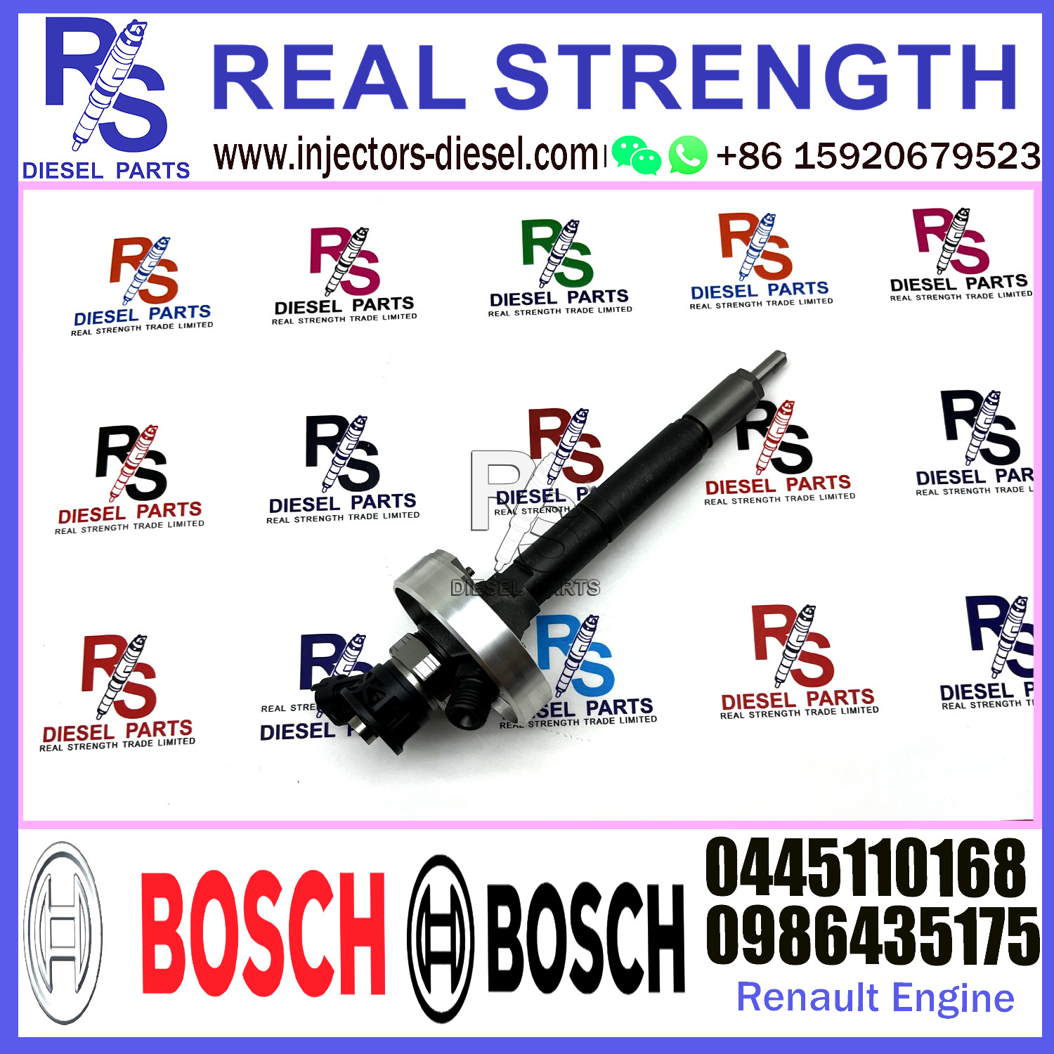 Diesel Fuel Common Rail Injector 0445110168 0986435175 0445110284 16600-DB000 0445110880 16600-DB002 For Renault Engine