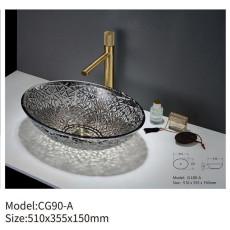 Quality Crystal Tempered Glass Bathroom Countertop Sinks Round SDAYI Italy Design wholesale