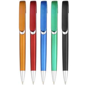 Quality metallic looking click promotional gift logo printed plastic ball pen, logo plastic ball pen wholesale