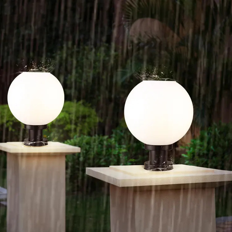 White Solar Pillar Light Acrylic Solar Round Ball Lights 67LM