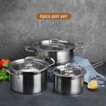 New Design Cooking Set 6 Piece Kitchen Cookware 18/8 Stainless Steel Pans And