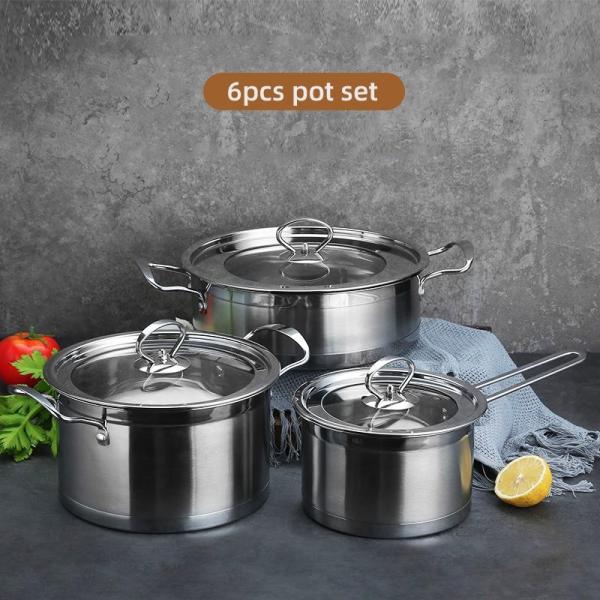 Multifunction Kitchen Cookware Silver Cooking Pot Set Stainless Steel Cookware