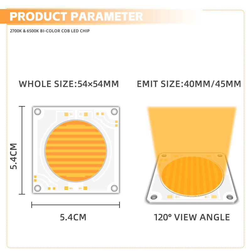 5454 Bi-Color 2700k 6500k Cct High Power 1500w 200w Cob Led Chip Module For Photography Lamp