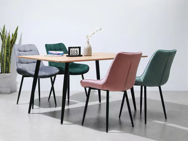 Bedroom Upholstered Green Dining Chairs Velvet Fabric Home Furniture