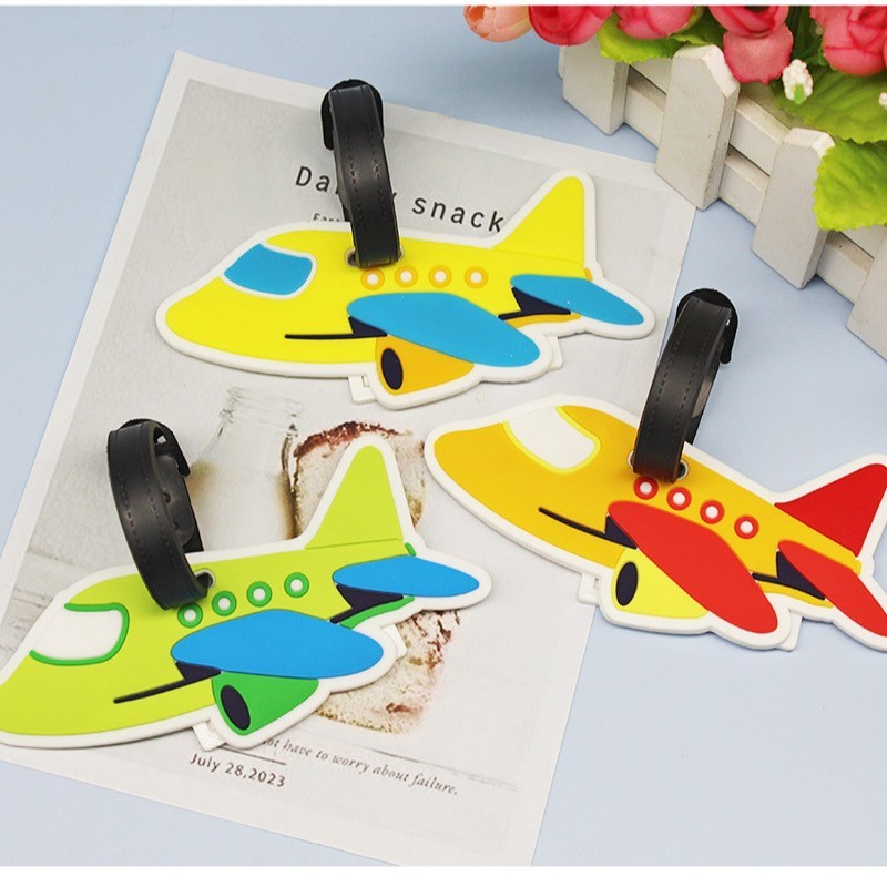 Cartoon Silicone Travel Luggage Tag with Belt Strap Food Grade and Style Card Holder