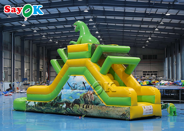 Inflatable Jumping Bouncer Inflatable Dinosaur Slide Themed Inflatable Water Slide 9.3x2x3.5mH Logo Printing