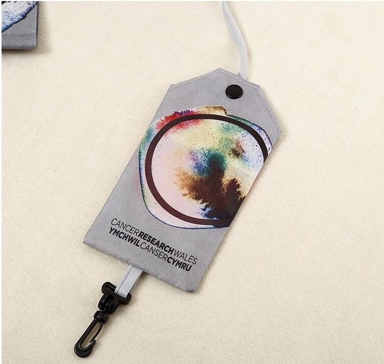 Recycled Foldable Nylon Polyester Tote Bag with logos polyester shopping bag Custom advertising handle non woven bag PAC
