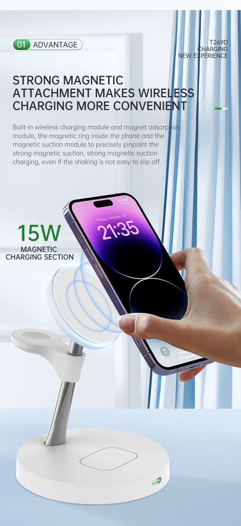 Zinc Alloy ABS Black White Magnetic Wireless Charger 15W Power 4-in-1 Charging Station