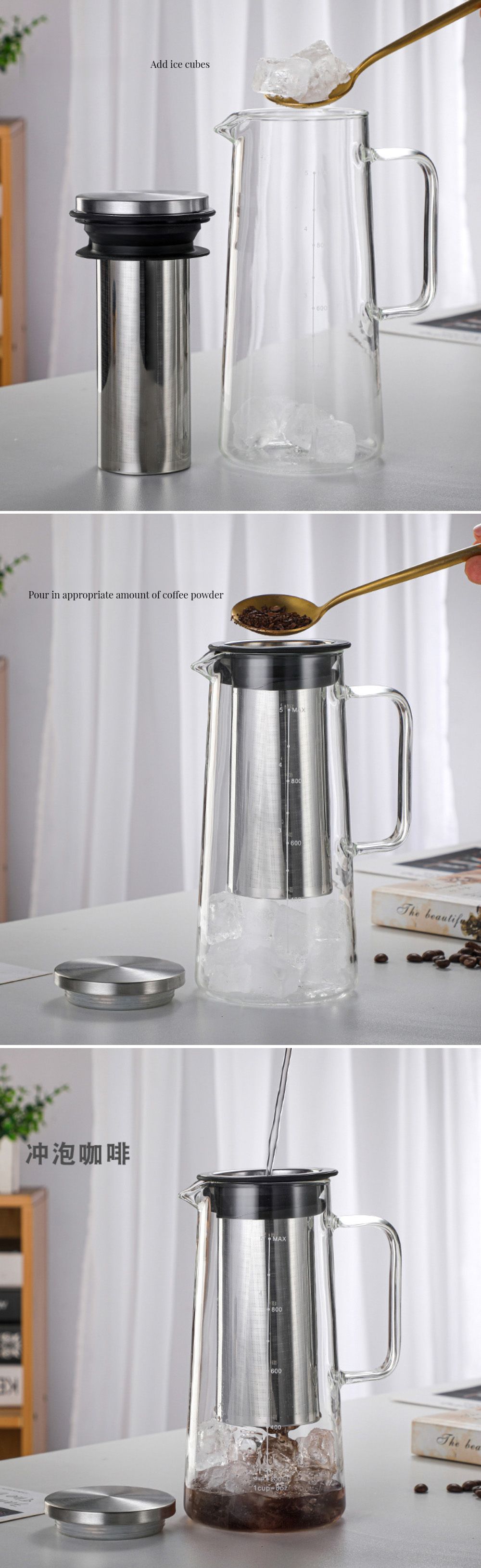 High Temperature Resistant Portable Glass Water Bottle for Coffee and Fruit Infusions