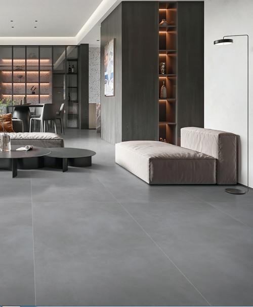 Large Format Cement Look Floor Tiles Porcelain Matte Dark Structure 60*120cm