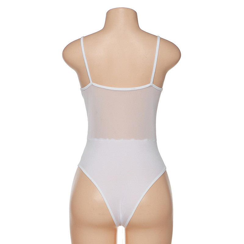 See Through Mesh Low Cut Women's Tank Tops One Piece