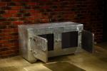 Middle Size Leather Storage Trunk 2 Doors Plywood Frame Zinc Alloy Handle