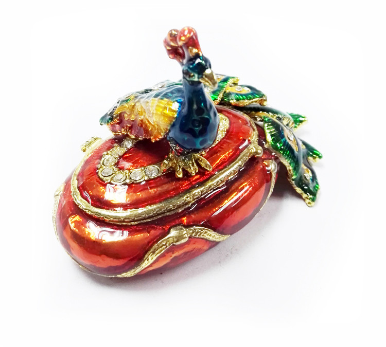 Fashion peacock shaped metal jewelry boxes peacock trinket box jewelry packing box