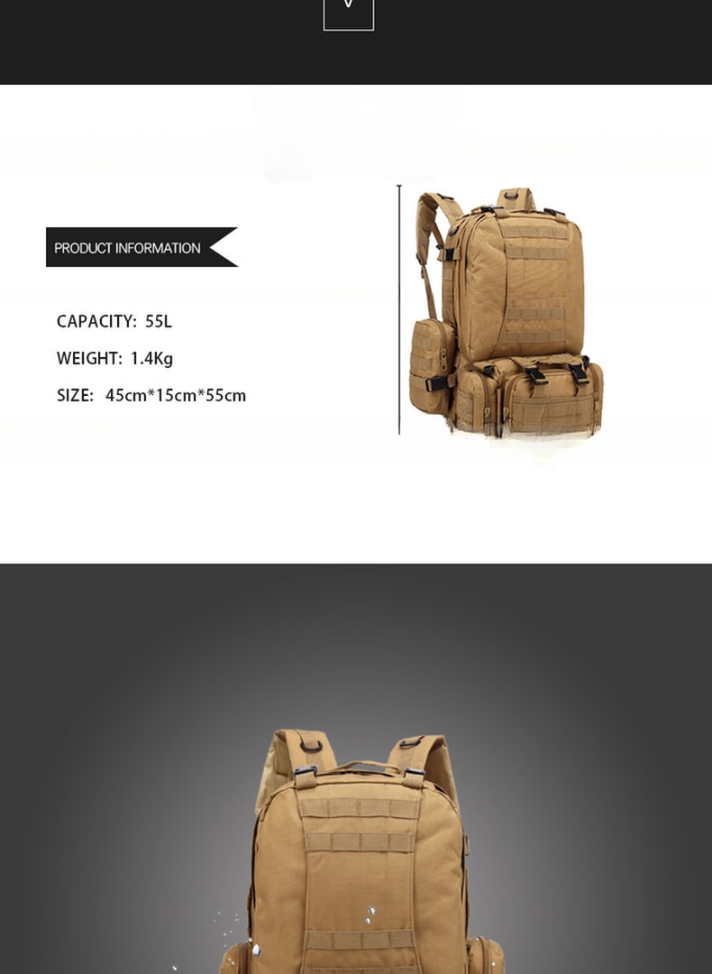 Polyester Lining Material Hiking Backpack for Outdoor Travel Camping Mountaineering Bag