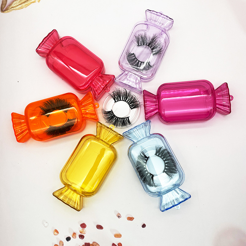 Custom Logo Candy Themed Lash Boxes for Mink Lashes Empty Private Label Clear Acrylic