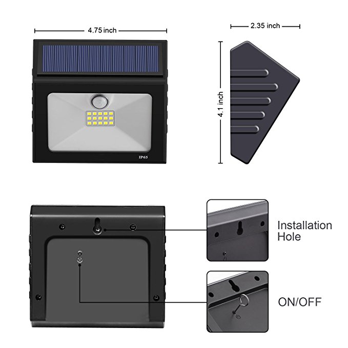 Portable 140lm Solar Motion Sensor Fence Lights / Ce FCC Solar Waterproof Wall Light