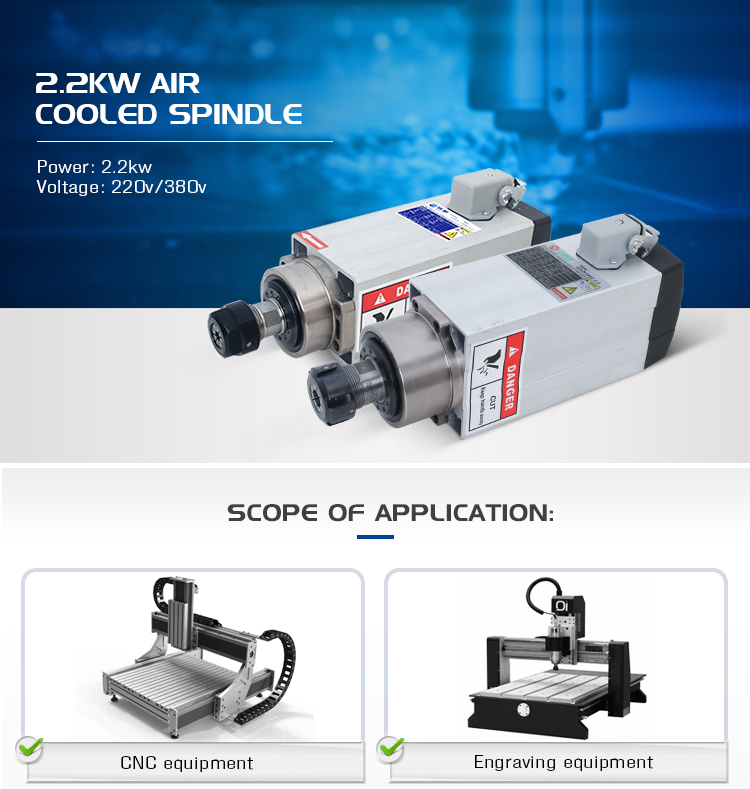 Professional 2.2kw Air Cooled Spindle Motor for Woodworking CNC Router