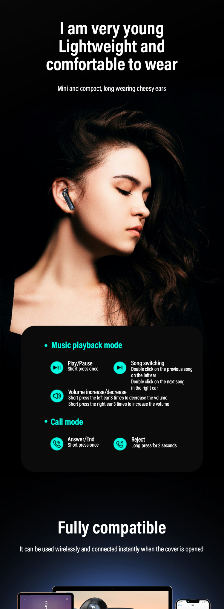 In-Ear ENC True Wireless Earphones with 180mAh Battery Capacity and WiFi Connectivity