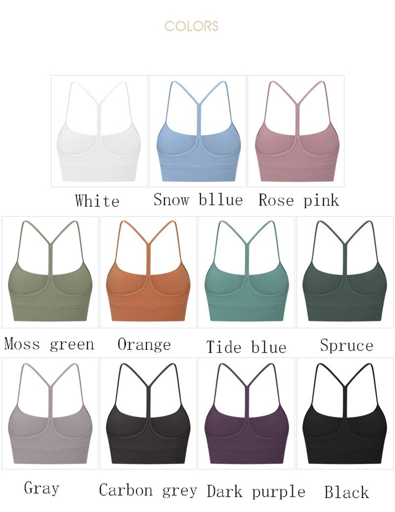 Flow Y Back Solid Color Sports Bra Pro Skin Widened Hem For Running Yoga Gym