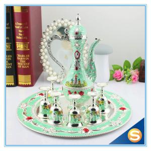 Quality Shinny Gifts GuangDong Factory Russian Style Wine Set Enamel Handmade Home Decorative Metal Trim Craft TXX wholesale
