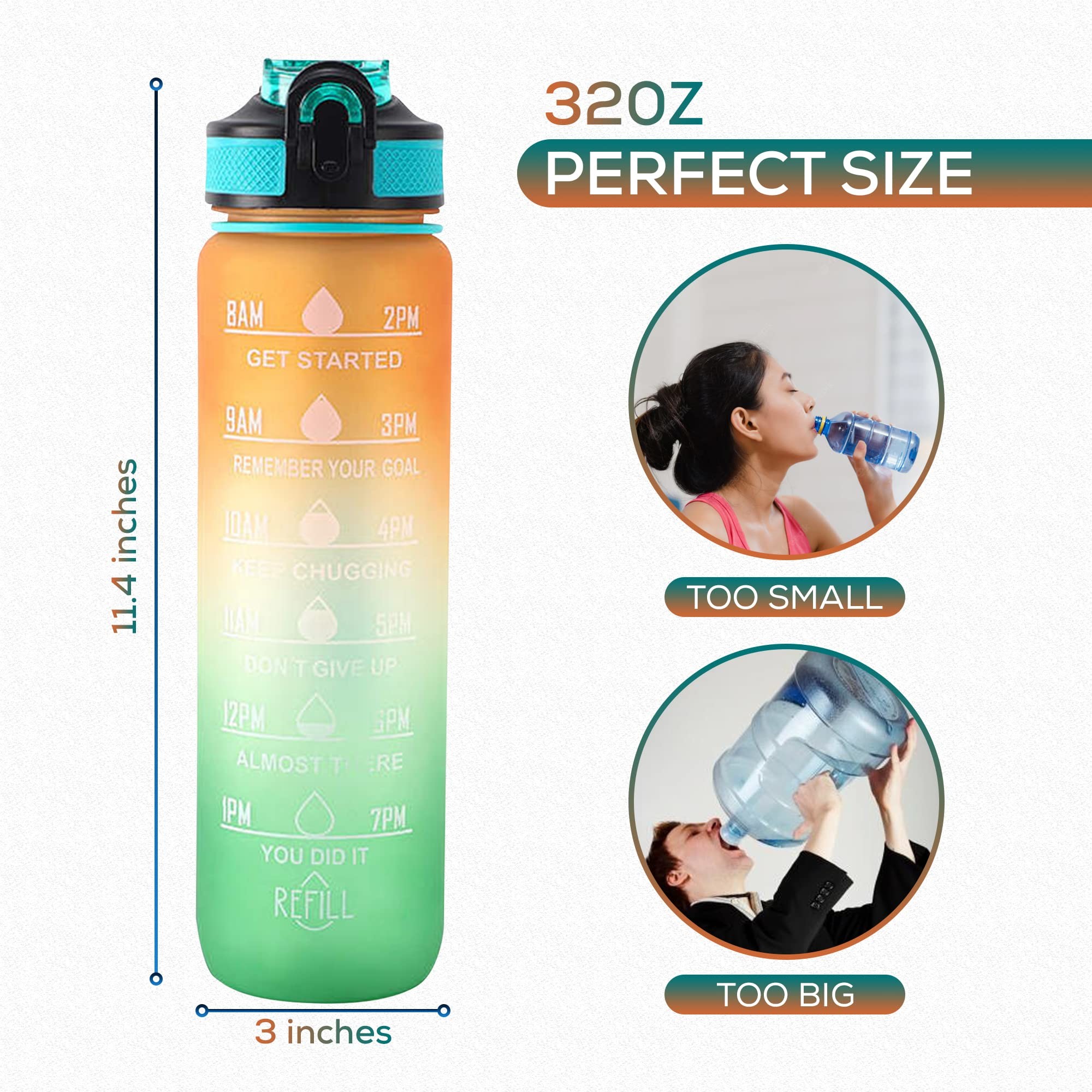Leakproof BPA Free Custom 32 Oz Water Bottles Big Motivational Water Bottle With Time Marker And Straw For For Fitness And Outdoor Enthusiasts