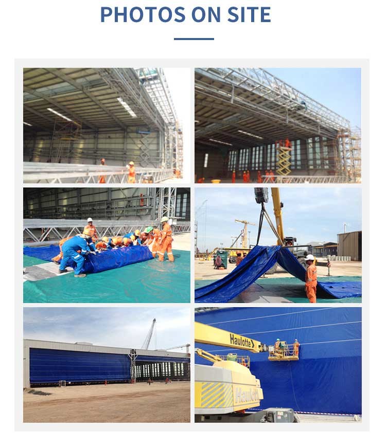 Shipbuilding Aircraft Hangar Door Flexible Rolling PVC Fabric 42m Width