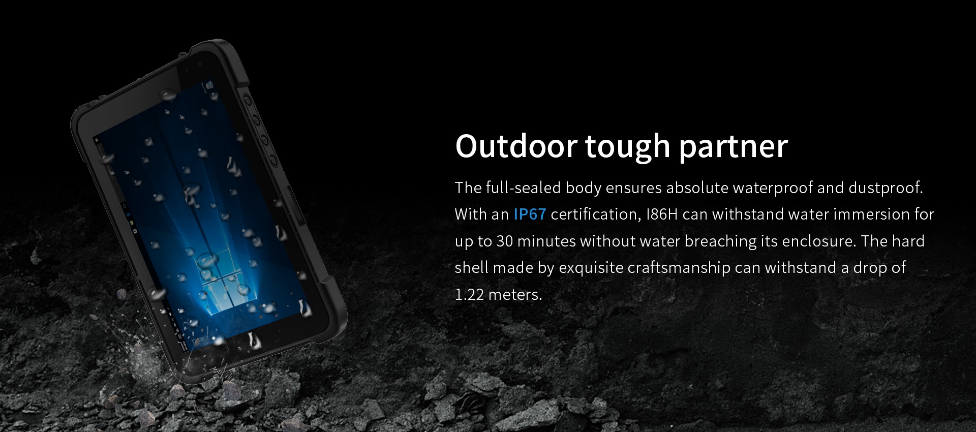 8 inch Rugged Android Tablet with GPS NFC 4G IP67 700 Nit LCD Touchscreen Dual Camera 1D/2D Barcode Scanner