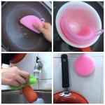 Antimicrobial Silicone Kitchen Dish Sponge Dishwasher Washing Scrub Vegetable