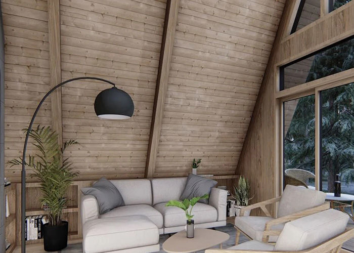 Custom Fast Prefabricated Hotel A Frame Cabin With Steel Structure