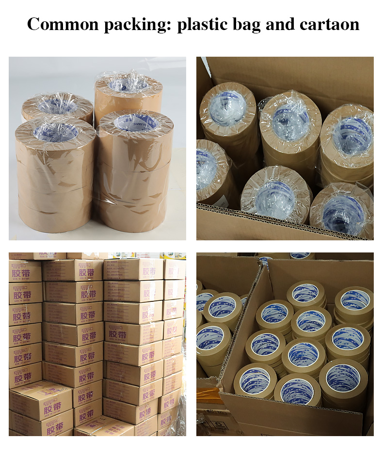 Customized Logo Waterproof Kraft Paper Packaging Tape Roll With Acrylic Adhesive