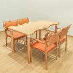 Square Wooden Table Set Wavy Dining Table Easy Maintenance