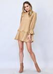 100% cotton scoop neck khaki dress with frayed detailing