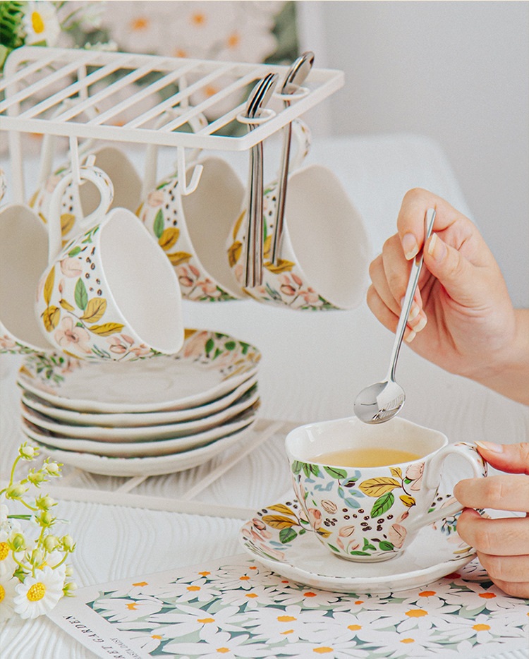 Stocked French Ceramic Cups And Saucers For Garden Flower Decor Or Wedding Party Gifts