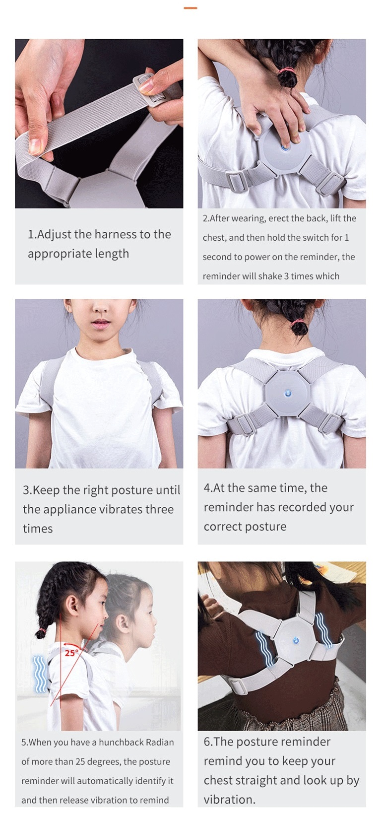 Smart sensor orthosis correction belt reminder of adult & child sitting posture hunchback Back smart posture corrector