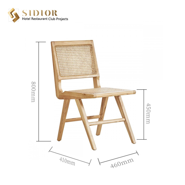 Natural Ratton Solid Wood Dining Chair Set Of 6 74cm height SGS Approved