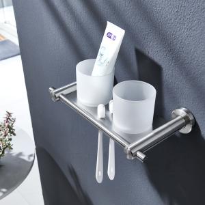 Quality Luxury Double Toothbrush Tumbler Holder SUS304 Bathroom Accessories Set wholesale
