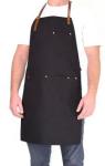Black Denim Bib Apron , 100% Cotton Fabric Professional BBQ Chef Apron