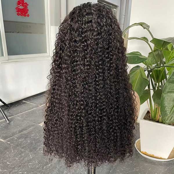 13x4 Glueless Transparent Human Hair Lace Wig Double Drawn Jerry Kinky Curly Brazilian Frontal