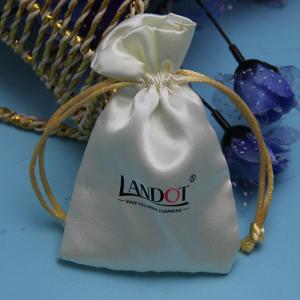 Quality Soft Gift Satin Pouches For Jewelry , Custom Size White Drawstring Bag wholesale