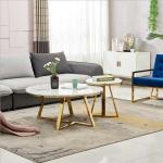 100x100cm Luxury Center Tables Metal Base Marble Top Low Tea Round