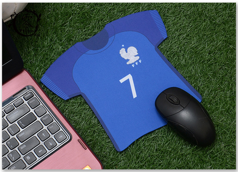 France Jersey Shape Digital Printed Marketing Promotional Gifts Computer Custom Mouse Pads Soccer Team