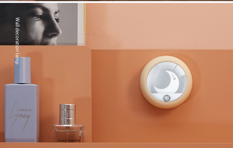 Portable Natural White Dia8cm 4000K USB Rechargeable Motion Sensor Light Moon Shape