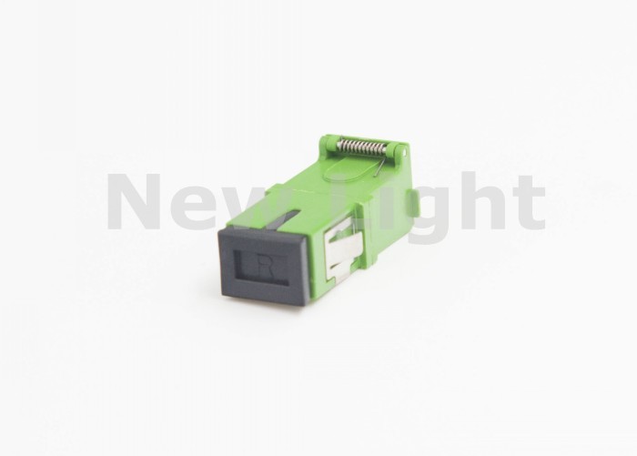 Green Color FTTH SC Fiber Optic Adapter With Hinged Dust Cover ROSH Approved