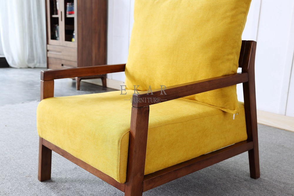 Solid Wood Frame Wooden Fabric Leisure Chair