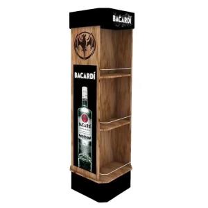 Quality Customized Wooden Display Rack Wooden Barcadi Display Stand Rum Retailing Idea for Retail Store wholesale