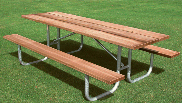 SGS sunproof 6 Seats Metal And Wood Garden Table