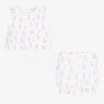 Summer Baby Girls Clothing Sets Customized Printing Color Pattern Organic Cotton