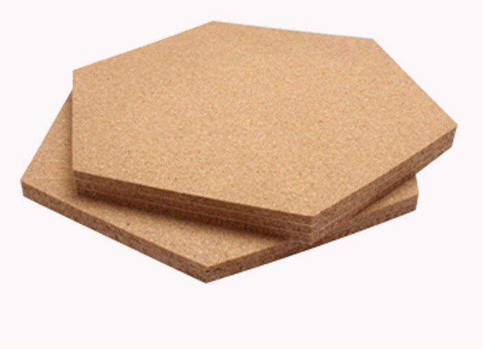 China Wholesale 12'' Hexagon Adhesive Cork Tile for Notice Bulletin Board in Nature Color